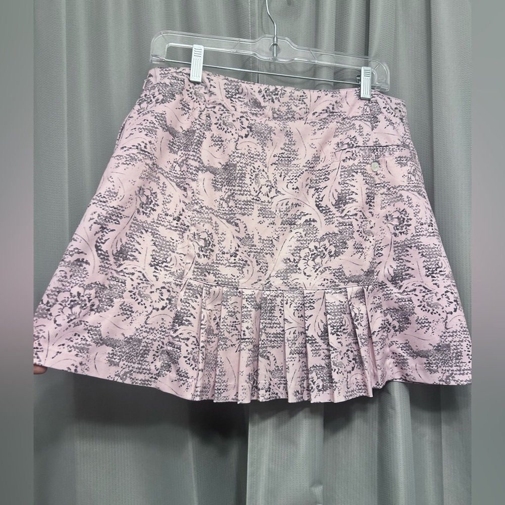 Women's Pink Printed Pleated Hem Tennis Skort